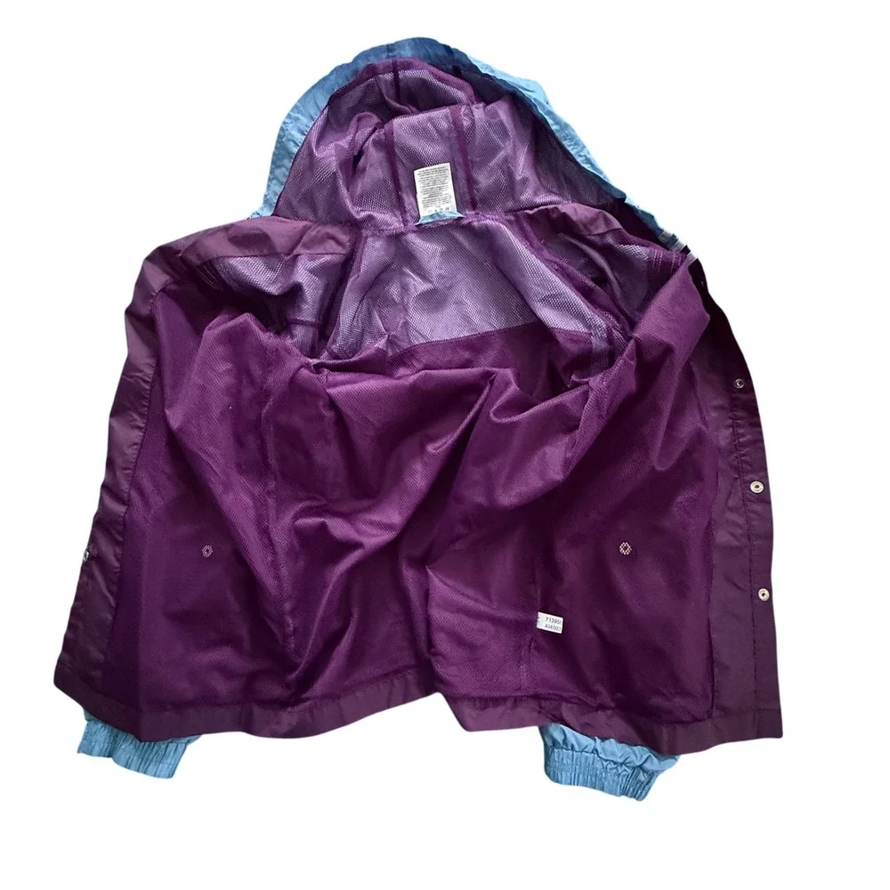 adidas‎ Vintage Y2K Windbreaker Girls L 14/16 Purple Blue 3-Stripe Colorblock